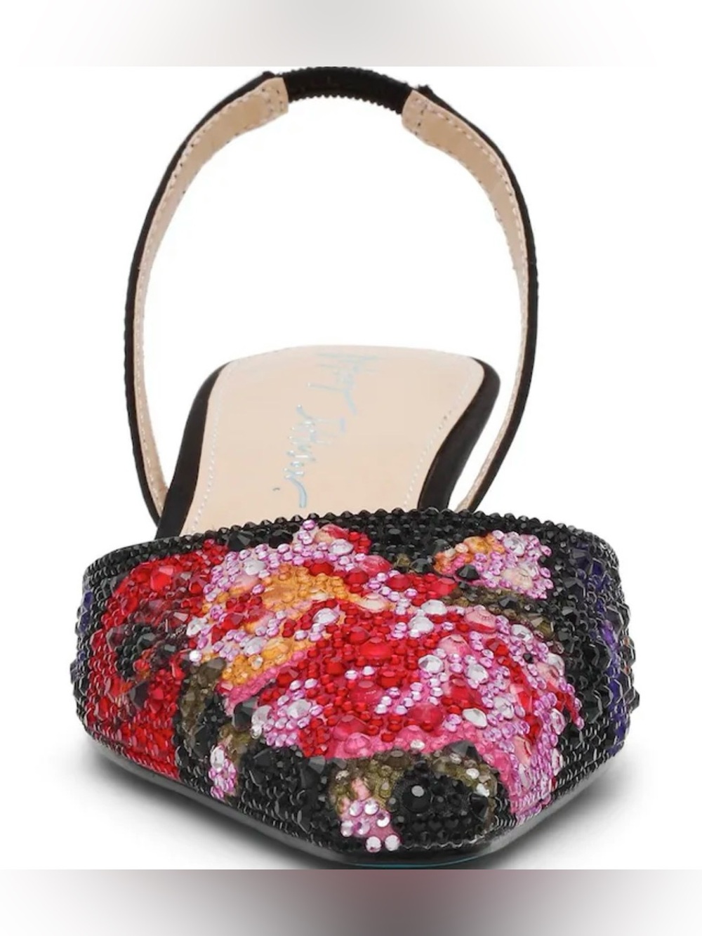 Betsey Johnson “Oppal” Black Floral Sling Back Kitten Heels - Size 9 - NWT - Picture 4 of 8